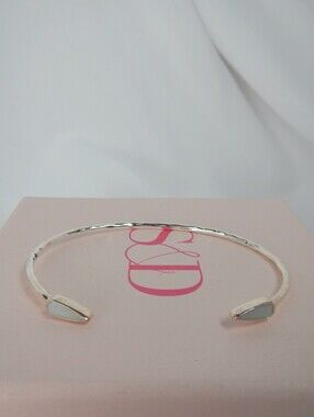 (NEW) Stella & Dot Sommerville Skinny Cuff Bracelet Silver Blue Green Stone